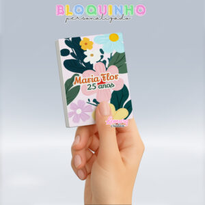 Bloquinho personalizado Floral 100fls 7x10cm Mod.012 (12 unidades)
