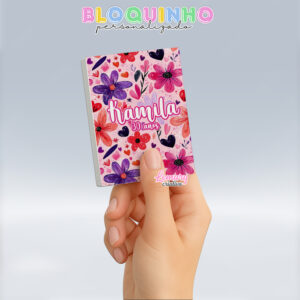 Bloquinho personalizado Floral 100fls 7x10cm Mod.014 (12 unidades)
