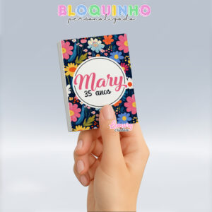 Bloquinho personalizado Floral 100fls 7x10cm Mod.016 (12 unidades)