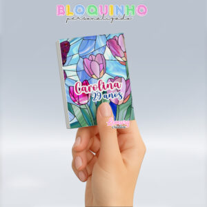Bloquinho personalizado Floral 100fls 7x10cm Mod.019 (12 unidades)