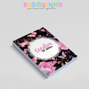 Alternative view of Bloquinho personalizado Floral 100fls 7x10cm Mod.021 (12 unidades)