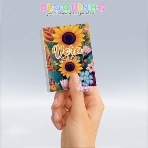 Bloquinho personalizado Floral 100fls 7x10cm Mod.022 (12 unidades)