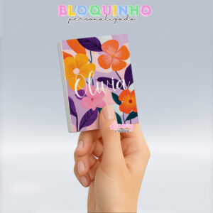 Bloquinho personalizado Floral 100fls 7x10cm Mod.030 (12 unidades)