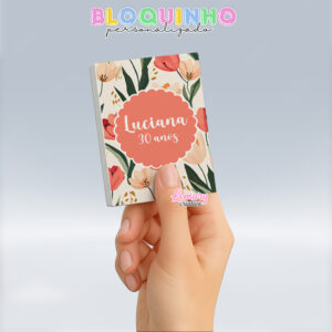 Bloquinho personalizado Floral 100fls 7x10cm Mod.036 (12 unidades)