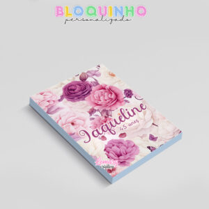 Alternative view of Bloquinho personalizado Floral 100fls 7x10cm Mod.037 (12 unidades) Flores Rosas
