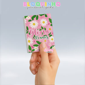 Bloquinho personalizado Floral 100fls 7x10cm Mod.038 (12 unidades) Margaridas