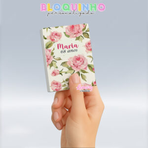 Bloquinho personalizado Floral 100fls 7x10cm Mod.041 (12 unidades)