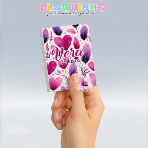 Bloquinho personalizado Floral 100fls 7x10cm Mod.045 (12 unidades)