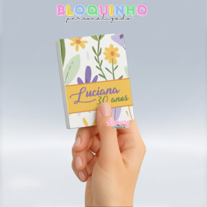 Bloquinho personalizado Floral 100fls 7x10cm Mod.050 (12 unidades)