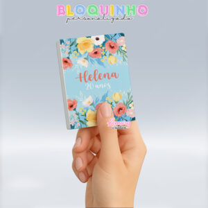 Bloquinho personalizado Floral 100fls 7x10cm Mod.052 (12 unidades)