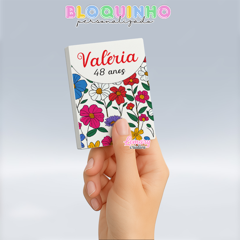Bloquinho personalizado Floral 100fls 7x10cm Mod.053 (12 unidades)