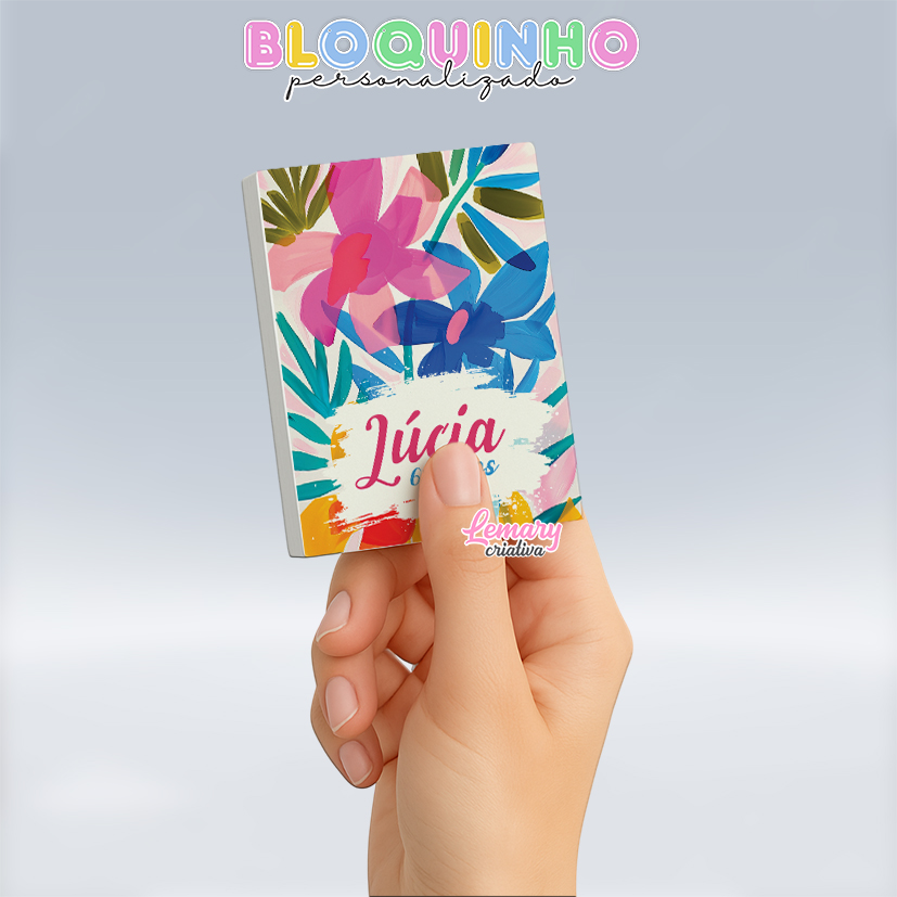 Bloquinho personalizado Floral 100fls 7x10cm Mod.055 (12 unidades)