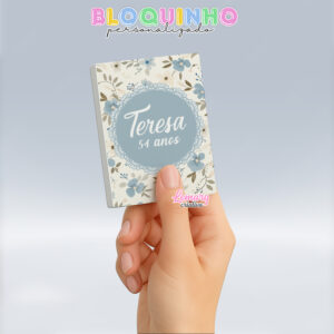 Bloquinho personalizado Floral 100fls 7x10cm Mod.056 (12 unidades)