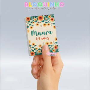 Bloquinho personalizado Floral 100fls 7x10cm Mod.058 (12 unidades) Girassol
