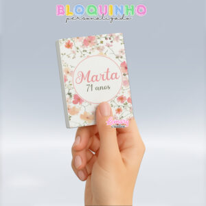 Bloquinho personalizado Floral 100fls 7x10cm Mod.059 (12 unidades)