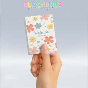 Bloquinho personalizado Floral 100fls 7x10cm Mod.061 (12 unidades)