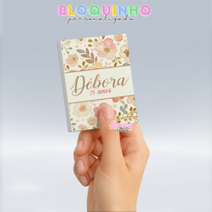Bloquinho personalizado Floral 100fls 7x10cm Mod.062 (12 unidades)