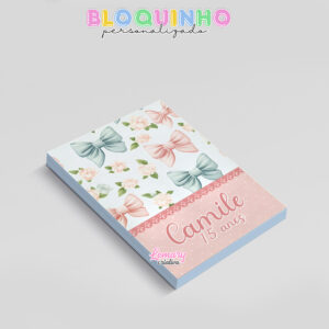 Alternative view of Bloquinho personalizado Floral 100fls 7x10cm Mod.064 (12 unidades) Lacinhos