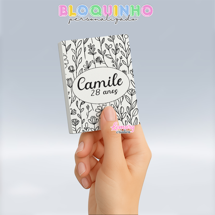 Bloquinho personalizado Floral 100fls 7x10cm Mod.066 (12 unidades)