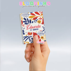 Bloquinho personalizado Floral 100fls 7x10cm Mod.068 (12 unidades)