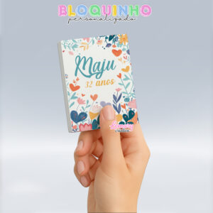 Bloquinho personalizado Floral 100fls 7x10cm Mod.069 (12 unidades)
