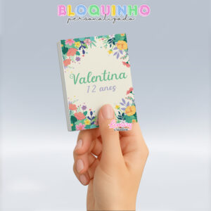 Bloquinho personalizado Floral 100fls 7x10cm Mod.070 (12 unidades)