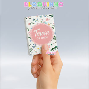 Bloquinho personalizado Floral 100fls 7x10cm Mod.073 (12 unidades)