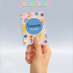 Bloquinho personalizado Floral 100fls 7x10cm Mod.078 (12 unidades)