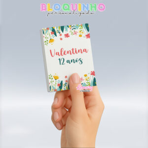Bloquinho personalizado Floral 100fls 7x10cm Mod.079 (12 unidades)