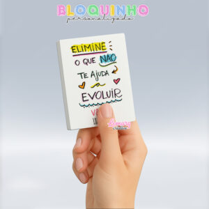 Bloquinho personalizado Frase motivacional 100fls 7x10cm Mod.002 (12 unidades)