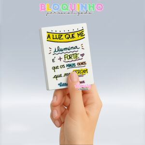 Bloquinho personalizado Frase motivacional 100fls 7x10cm Mod.003 (12 unidades)