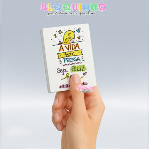 Bloquinho personalizado Frase motivacional 100fls 7x10cm Mod.004 (12 unidades)