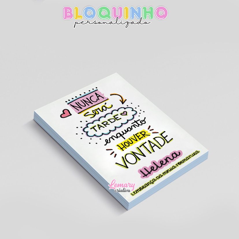 Bloquinho personalizado Frase motivacional 100fls 7x10cm Mod.005 (12 unidades) - Imagem 2