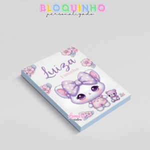 Alternative view of Bloquinho personalizado Gatinha branca com laço 100fls 7x10cm Mod.002 (12 unidades)