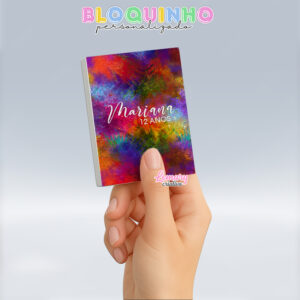 Bloquinho personalizado Happy Holi (Festival das cores) 100fls 7x10cm Mod.001 (12 unidades)