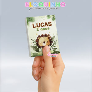 Bloquinho personalizado Leãozinho 100fls 7x10cm Mod.001 (12 unidades)
