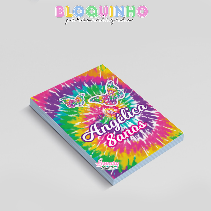 Bloquinho personalizado Tie dye 100fls 7x10cm Mod.002 (12 unidades) - Imagem 2