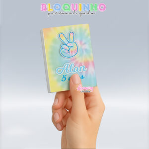 Bloquinho personalizado Tie dye 100fls 7x10cm Mod.003 (12 unidades)