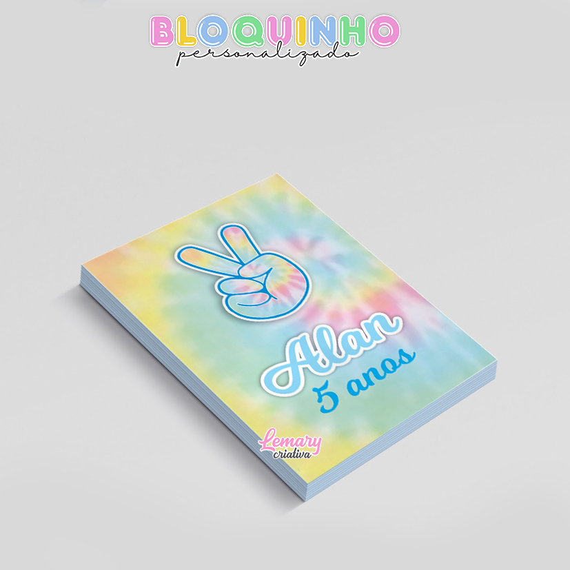 Bloquinho personalizado Tie dye 100fls 7x10cm Mod.003 (12 unidades) - Imagem 2