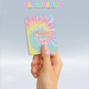Bloquinho personalizado Tie dye 100fls 7x10cm Mod.004 (12 unidades)