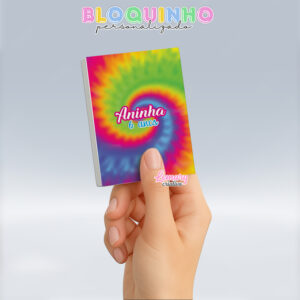 Bloquinho personalizado Tie dye 100fls 7x10cm Mod.006 (12 unidades)