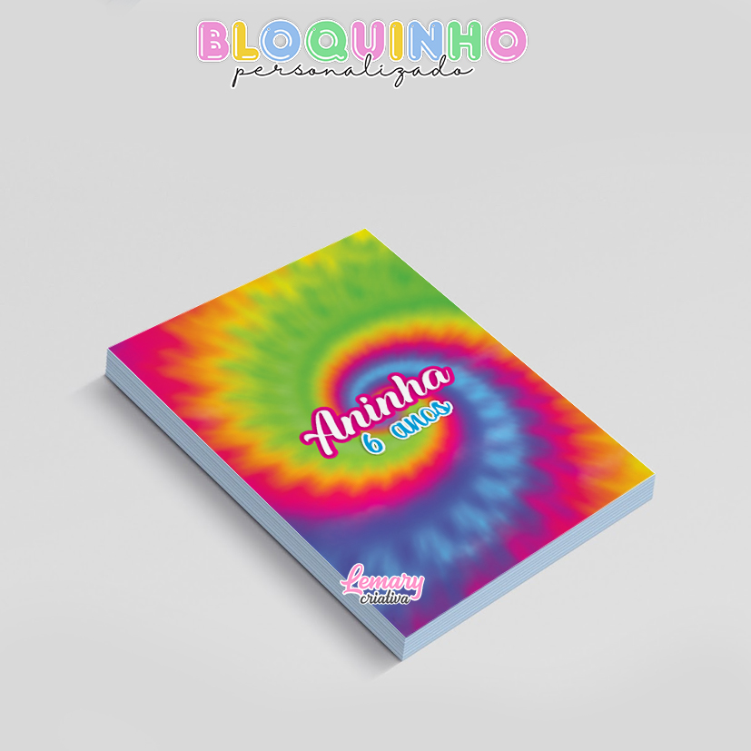 Bloquinho personalizado Tie dye 100fls 7x10cm Mod.006 (12 unidades) - Imagem 2