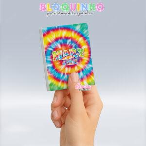 Bloquinho personalizado Tie dye 100fls 7x10cm Mod.007 (12 unidades)