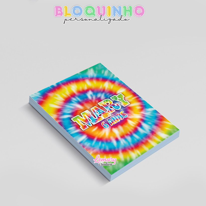 Bloquinho personalizado Tie dye 100fls 7x10cm Mod.007 (12 unidades) - Imagem 2