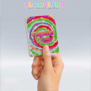 Bloquinho personalizado Tie dye 100fls 7x10cm Mod.008 (12 unidades)