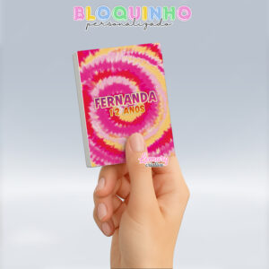 Bloquinho personalizado Tie dye 100fls 7x10cm Mod.011 (12 unidades)