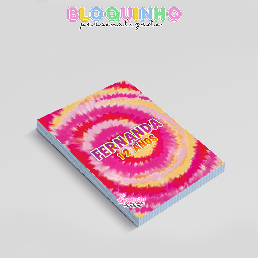 Bloquinho personalizado Tie dye 100fls 7x10cm Mod.011 (12 unidades) - Imagem 2