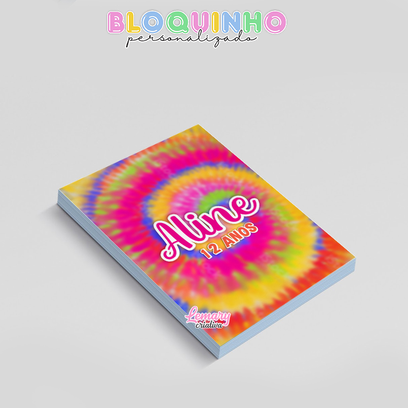 Bloquinho personalizado Tie dye 100fls 7x10cm Mod.012 (12 unidades) - Imagem 2