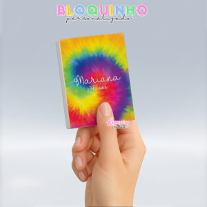 Bloquinho personalizado Tie dye 100fls 7x10cm Mod.013 (12 unidades)