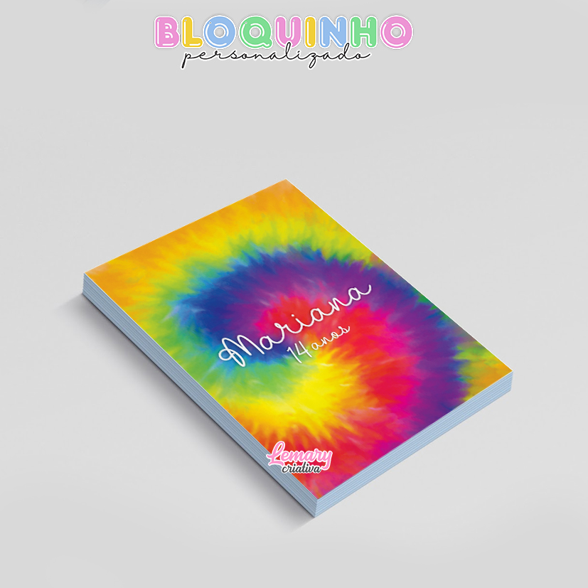 Bloquinho personalizado Tie dye 100fls 7x10cm Mod.013 (12 unidades) - Imagem 2